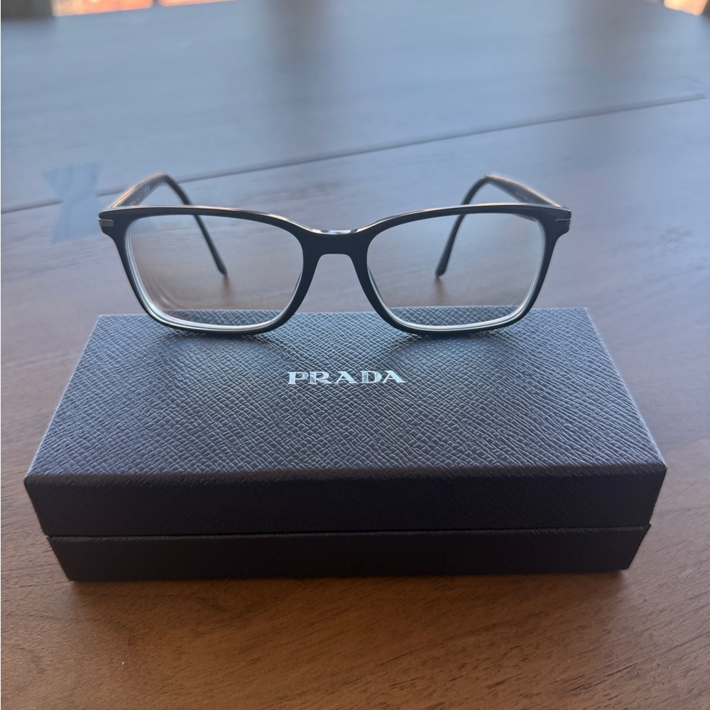 Prada Men's Black Rectangular Eyeglass Frames - image 1